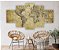 Quadros Decorativos Mosaico 5 peça Mapa-Múndi Cartografia Antigo 115x60cm - Imagem 2
