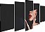 Quadros Decorativos Mosaico 5 peça Mulher Face Batom Vermelho Chapéu Preto 115x60cm - Imagem 3
