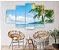 Quadros Decorativos Mosaico 5 peça Praia Mar Azul Coqueiros 115x60cm - Imagem 2