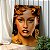 Quadro Decorativo Canvas Mulher Beleza Feminina Batom Gold Coroa de Flores Vertical - Imagem 2