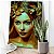 Quadro Decorativo Canvas Mulher Beleza Feminina Olhos Amarelos e Coroa de Flores Vertical - Imagem 3