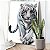 Quadro Decorativo Canvas Animal Selvagem Tigre Branco Caminhando Fundo Branco Vertical - Imagem 4