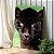 Quadro Decorativo Canvas Animal Selvagem Pantera Negra Olhos Amarelos Fundo Verde Vertical - Imagem 3