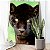 Quadro Decorativo Canvas Animal Selvagem Pantera Negra Olhos Amarelos Fundo Verde Vertical - Imagem 2