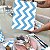 Kit 8 Peças Mesa Posta - 4 Sousplast para Pratos e 4 Porta Copos chevron Azul e Branco - Imagem 1