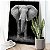 Quadro Decorativo Flutuante Elefante Preto e Branco Animal Silvestre - Imagem 2