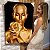 Quadro Decorativo Flutuante Mulher com Maquiagem Dourada Flor cor de Ouro nas Mãos - Imagem 1