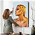Quadro Decorativo Flutuante Mulher Olhos Fechados Perfil Detalhes Dourados - Imagem 4