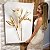 Quadro Decorativo Flutuante Flor Dourada e Branca Gold - Imagem 1
