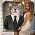 Quadro Decorativo Flutuante Animal Silvestre Lobo de Terno - Imagem 1