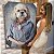 Quadro Decorativo Flutuante Cachorro com Camisa e Lenço - Imagem 1