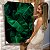 Quadro Decorativo Flutuante Botânico Folhas Verdes Fundo Preto - Imagem 1