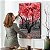 Quadro Decorativo Flutuante Paisagem Árvore Grande com Folhas Vermelhas Vertical - Imagem 4