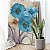 Quadro Decorativo Flutuante Floral Flores Azuis Pintura a Óleo Vertical - Imagem 2