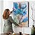 Quadro Decorativo Flutuante Floral Flores Azuis Pintura a Óleo Vertical - Imagem 4