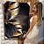 Quadro Decorativo Flutuante Folhas Pretas e Douradas Asbtrato Vertical - Imagem 1