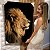 Quadro Decorativo Flutuante Animal Selvagem Leão em Perfil Fundo Preto Vertical - Imagem 1