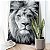 Quadro Decorativo Flutuante Animal Selvagem Face Leão em Preto e Branco Vertical - Imagem 2