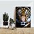 Quadro Decorativo Flutuante Animal Selvagem Face Frontal Tigre Colorido Olhos Verdes Vertical - Imagem 3