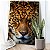 Quadro Decorativo Flutuante Animal Selvagem Face Frontal Onça Pintada Colorido Olhos Verdes Vertical - Imagem 2