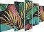 Quadros Decorativos Mosaico 5 peça Floral Folhas Luxo Coloridas - Imagem 3