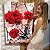 Quadro Decorativo Flutuante Flores Rosas Vermelhas Fundo Abstrato Vertical - Imagem 1