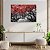 Quadro Decorativo Flutuante Floresta de Árvores com folhas Vermelhas e Fundo Preto e Branco Horizontal - Imagem 3