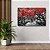 Quadro Decorativo Flutuante Floresta de Árvores com folhas Vermelhas e Fundo Preto e Branco Horizontal - Imagem 2