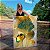 Quadro Decorativo Canvas Abstrato Composição de Folhas Verdes com Detalhes Dourados Vertical - Imagem 1