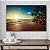 Quadro Decorativo Flutuante Paisagem de Praia com Coqueiros e Mar ao Amanhecer Horizontal - Imagem 3