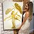 Quadro Decorativo Flutuante Abstrato Folhas em Ouro Luxo Vertical - Imagem 1