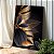 Quadro Decorativo Canvas Folhas Pretas e Douradas Asbtrato Vertical - Imagem 1