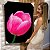 Quadro Decorativo Canvas Floral Flor Tulipa Rosa com Fundo Preto Vertical - Imagem 5