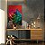 Quadro Decorativo Canvas Floral de Rosa Colorida com Fundo Vermelho Vertical - Imagem 4