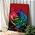 Quadro Decorativo Canvas Floral de Rosa Colorida com Fundo Vermelho Vertical - Imagem 3