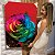 Quadro Decorativo Canvas Floral de Rosa Colorida com Fundo Vermelho Vertical - Imagem 6