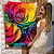 Quadro Decorativo Flutuante Floral Composição de Rosas Coloridas Vertical - Imagem 1