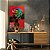 Quadro Decorativo Canvas Floral Rosa Colorida em Fundo Vermelho Vertical - Imagem 2