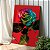 Quadro Decorativo Canvas Floral Rosa Colorida em Fundo Vermelho Vertical - Imagem 3