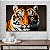 Quadro Decorativo Flutuante Tigre Colorido Fundo Preto Horizontal - Imagem 3