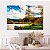 Quadro Decorativo Canvas Paisagem Outono Barco Azul na Represa Horizontal - Imagem 5