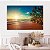 Quadro Decorativo Canvas Paisagem de Praia com Coqueiros e Mar ao Amanhecer Horizontal - Imagem 2