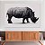 Quadro Decorativo Canvas Composição Abstrata de Animal Rinoceronte Preto e Branco Horizontal - Imagem 3