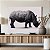 Quadro Decorativo Canvas Composição Abstrata de Animal Rinoceronte Preto e Branco Horizontal - Imagem 5