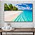Quadro Decorativo Flutuante Paisagem Tropical Coqueiros À Beira De Oceano Cristalino Horizontal - Imagem 1