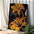 Quadro Decorativo Canvas Pintura de Flores Abstratas Pretas e Douradas Vertical - Imagem 1