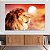 Quadros Decorativos Canvas Animais Leão À Frente De Sol Alaranjado Horizontal - Imagem 3