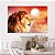Quadros Decorativos Canvas Animais Leão À Frente De Sol Alaranjado Horizontal - Imagem 4