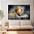 Quadro Decorativo Canvas Leão Deitado Fundo Abstrato Horizontal - Imagem 3