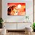 Quadros Decorativos Flutuante Animais Leão À Frente De Sol Alaranjado Horizontal - Imagem 2